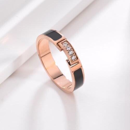 Jewelry And Stone Gold Titanium Steel Ring Female Accessories Hand Decorate Ring
