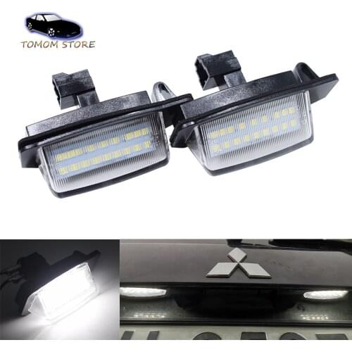 1Pair White LED Rear License Plate Light Lamps No Error For Mitsubishi Lancer 8 Sportback Outlander XL Eclipse Cross