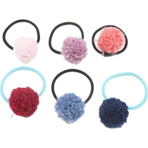 10PCS/LOT small Hairball Elastic Hair Bands For Girls Bohemian Headband Scrunchy Korean Fashion Kids Hair Accessories For Women