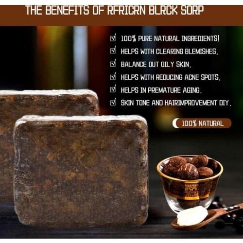 110g Natural 100% African Black Soap Organic Rich Foam Vitamins A and E Magic Treatment Acne Anti Taches Removing Makeup