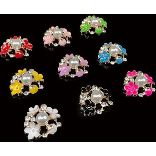 2020New 100Pcs Rhinestones Flower Button for DIY Wedding and Children Headband Kids Hair Accessories ZJ79