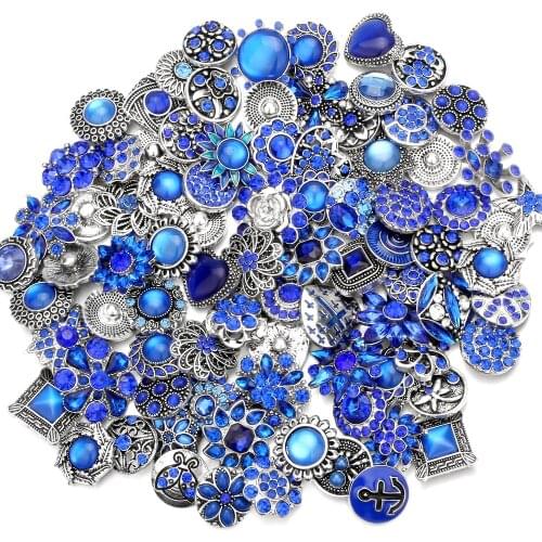 20pcs/lot 18mm Snap Jewelry Mix Many Styles 18mm Metal Snap buttons Silver Color buttons Rhinestone Watches Snaps Jewelry