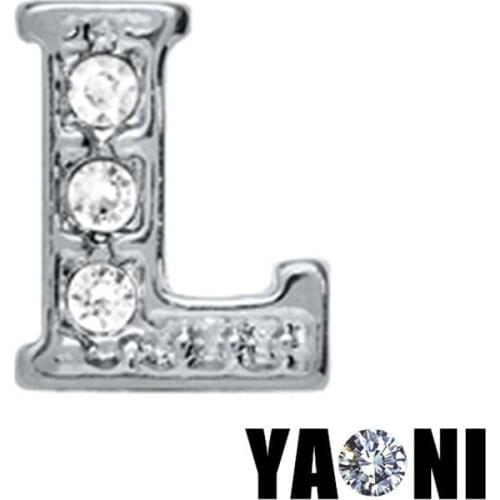 20pcs/Lot Free Shipping Alphabet Letter Floating Locket Charms Crystal Pendant For Glass Locket Jewelry Making