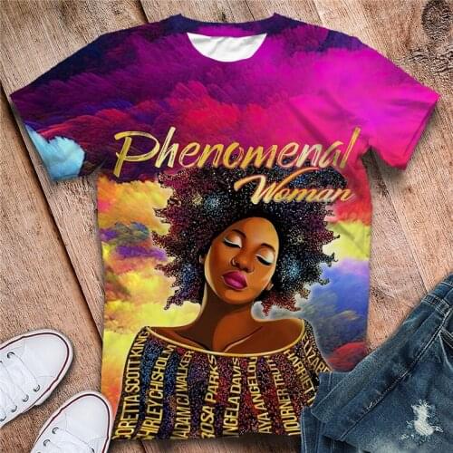 2020 Black Girl Funny 3D T Shirts Loose Short Sleeve Fashion Cool T Shirts Streetwear Women Tshirt Drop Shipping