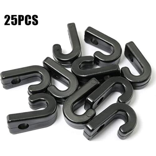 25Pcs Nylon Bungee Hooks Lashing Shock Cord J Hooks Portative Tie Down Deck Buckle For Kayaks Canoes Paddle Boats Accessories