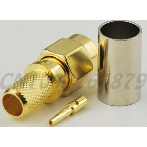 50pcs RF electrical Coaxial Connector RP-SMA Crimp Plug(female pin) Attachment Connector for LMR240 Cable