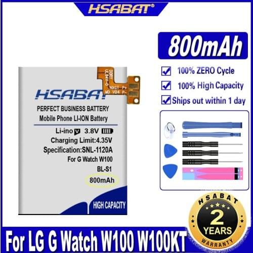 HSABAT BL-S1 BLS1 600mAh Battery for LG G Watch W100 W100KT BL S1 Batteries