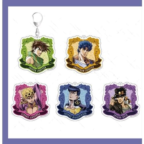 Anime JoJos Bizarre Adventure KUJO JOTARO Joseph Joestar Acrylic Bags Pendant Keychain Keyring Cosplay Decor Accessories Hot