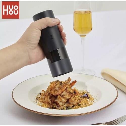 Huohou Automatic Electric Mill Pepper Salt Grinder LED Light 5 Modes Peper Spice Grain Porcelain Grinding Core Mill Kitchen