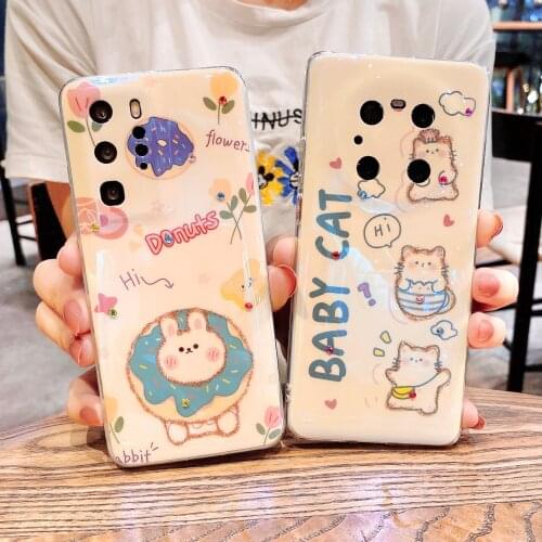 Blue Ray Cartoon Rhinestone Phone Cover For Huawei P30 P40 Mate 30 Pro Nova 7SE Y7a Silicone Soft TPU Back Cover Fundas Coque