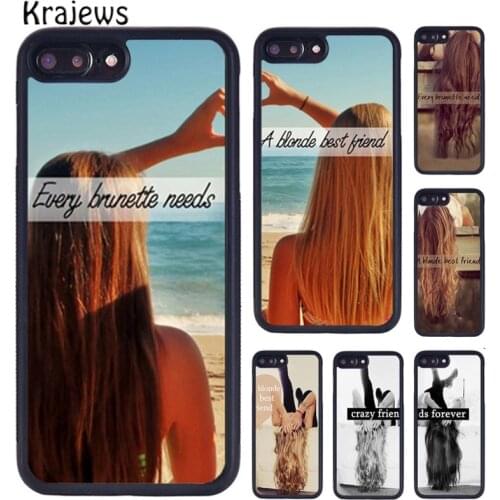 Krajews Fashion Girls Brunette Blonde Best Friends Phone Case For iPhone 6 6s 7 8 plus 11 12 Pro X XR XS Max Samsung S8 S9 S10