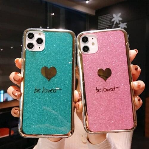 Glitter Love Heart Phone Case For Xiaomi Mi 10T Lite 10S Poco M3 X3 NFC Redemi Note 10 9T 9S K40 Pro 8A 9A 9C Luxury Bling Cover