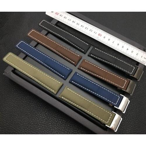 Black Blue Green Brown 22mm Nylon fabric Leather Watchband For Breitling strap for NAVITIMER WORLD Avenger bracelet logo tools