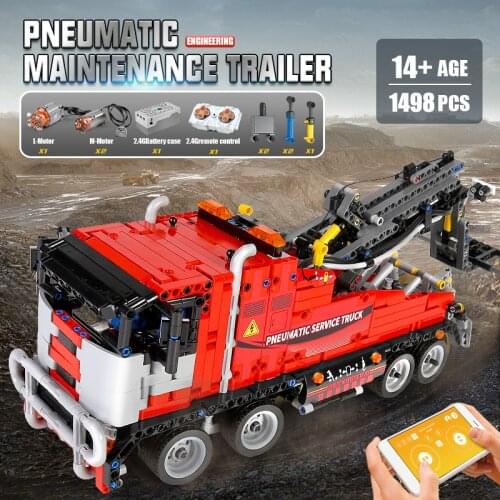 MOULD KING 19001 The APP RC Motorized Pneumatic Service Truck High-Tech Building Blocks Assembly Bricks Toys Kids Christmas Gift