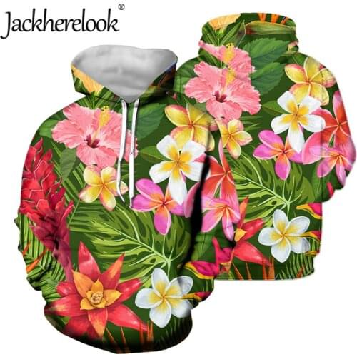 Jackherelook Tropical Hawaiian Floral Print Women Pullover Hoodie Casual Autumn Oversize Tops Ladies Harajuku Sweatshirts Pocket