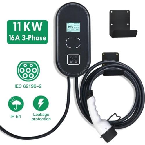 EV Charger Electric Vehicle Charging Station EVSE Wallbox With Type 2 Cable16A 3-phase IEC 62196-2 for Audi Mercedes-Benz, Smart