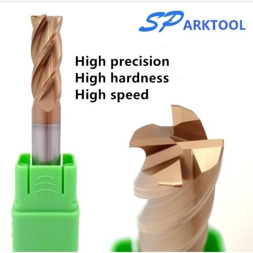 HRC65 Corner Rounding Carbide end mill Alloy Coating Tungsten Steel Cutting Tool 4Flutes Milling Cutter CNC maching End mill