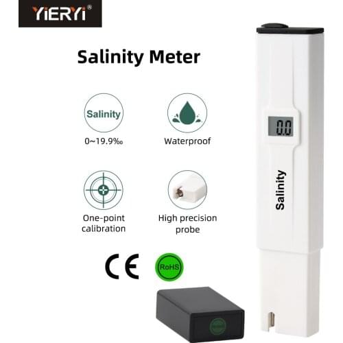Salinity Meter 0~19.9‰ Salt Content Tester Monitor Digital Waterproof High Precision Probe Salty Concentration Test for Home
