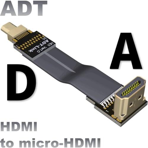 Micro HDMI To hdmi flat cable camera HDMI 2.0b HDR18Gbps bandwidth 4K 2160p micro hdmi Extension Cable a type d type