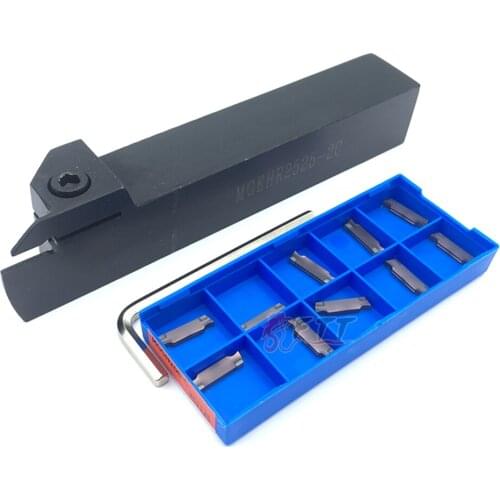 10PCS MGGN200 C YC1125 Carbide Inserts and 1pc MGEHR2525-2 2mm External Turning Holder Lathe Groove Cutter Tool