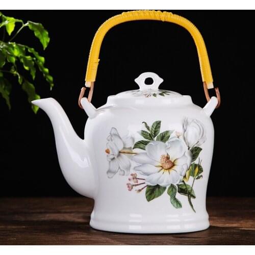China Jingdezhen ceramic teapot large capacity beam-lifting tea pot making cooling water filtering single porcelain pot set