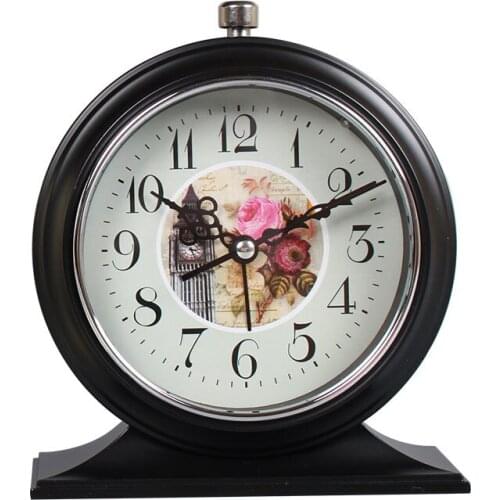 Nordic Vintage Metal Silent Round Alarm Clock Black Minimalist Snooze Alarm Clock Home Student Bedroom Bedside Decoration MM60NZ