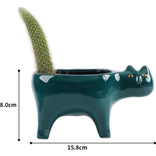 Cute Cat Succulent Flower Pot Desktop Placed Potted Container Decoration Cartoon Gift Balcony Plant Ceramic Creative Cachepot