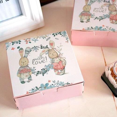15PCS Cute Rabbit with Love Wedding Gift Box for Guest Food Carton Paper Boxes Mooncake Box Cookie Chocolate Cake Packaging Box
