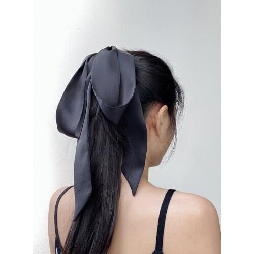 Kajeer Fashion Scrunchies Hairband Solid Long Hair Ribbon For Women Ponytail Scarf Hair Ties Elastic Hair Band Hair Accessories