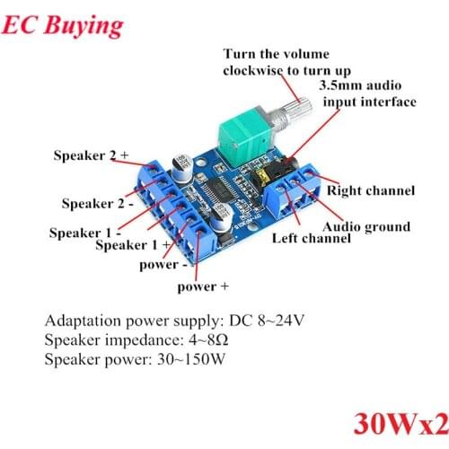High Power Stereo Digital Power Amplifier Board Module OEP30Wx2 Power Supply Module DC 8V to 24V 30Wx2 OEP30W*2 Dual Channel DIY