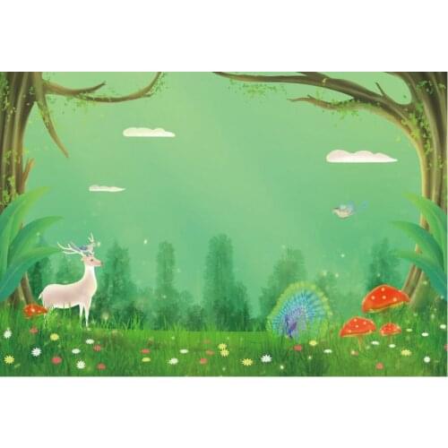 Cartoon Green Grass Scenery Printing Backdrop Party Room Decor Photo Booth Studio Prop