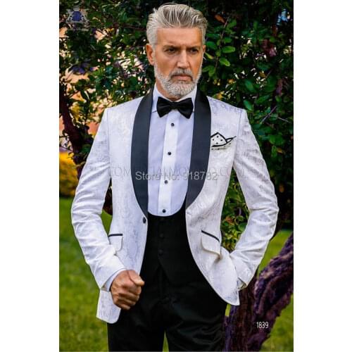 Men Suit With Pants 2018 Designer Formal Tuxedo Paisley Jacquard Jacket Groomsman Best Man Suits Costume Mariage Homme
