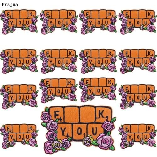 Prajna 10 PCS Cartoon Embroidered Patches On Clothes Letter Flower Patch Iron On Patches For Clothing Sticker Letter Badges