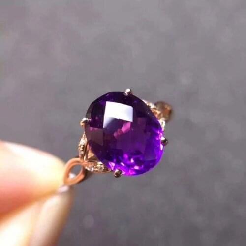 Natural real amethyst ring 925 sterling silver 8*10MM gemstone For men or women rings Fine jewelry