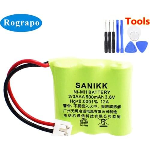 New 3.6V 500mAh 2/3AAA Full Replacement Battery For Philips TD-6816A TD-6816L TD-6815L Accumulator 2-wire Plug Batterie+tools