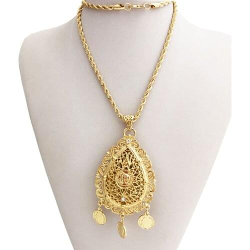 New Bilayer Hollow Flower Pendant Extended Chain Three Coin Drop NAPOLÉON Necklace France Trendy Pendant