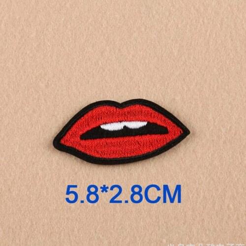 Novelty Red Lips Embroidery Clothes Patch For Clothing Iron On Patch Punk Motif Applique DIY Accessory