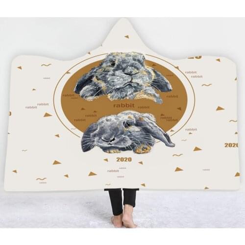 Rabbit Hooded Blanket Cartoon Wearable Blanket For Kids Adult Fleece Blanket 3D Print Home Nap Soft Throw Blanket Picnic Blanket