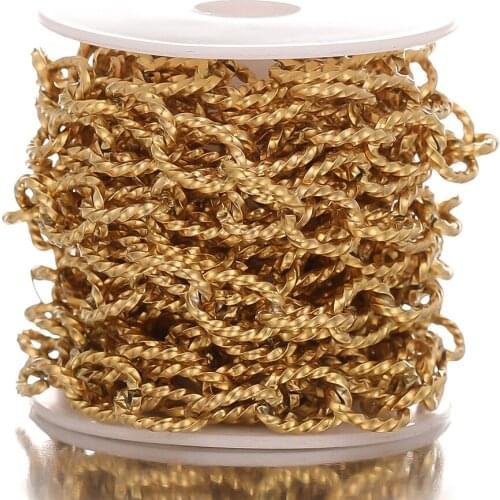 1 Meter Gold Stainless Steel Oval Twisted Chain Accessories In Bulk for Hip-hop Punk Necklace Bracelet DIY Gifts Jewelry Making