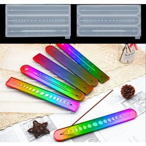 DIY Crystal Epoxy Mold with Hole Keychain Divination Supplies Incense Plate Moon Phase Pentacle Plate Resin Mold Handmade