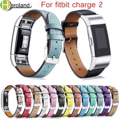 Straps Band for Fitbit Charge 2 Replacement Bands Leather Interchangeable Fitness Watch Band With Stainless Frame for Charge 2