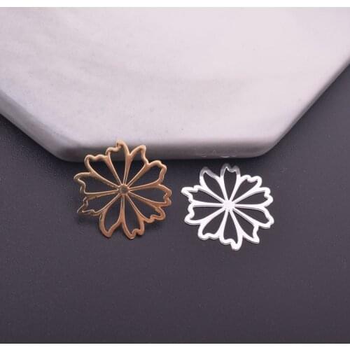 12pcs C5815 17mm Light gold Color Flower Shape Connector Silver Plated DIY Jewelry Making