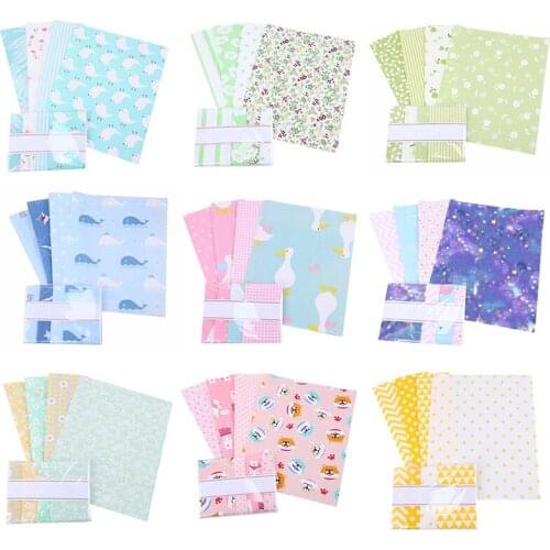 4pcs Handmade Patchwork Fabric Plain Cotton Cloth Printed Cloth Small Floral Cloth 20x25cm for DIY Sewing Needlework Material