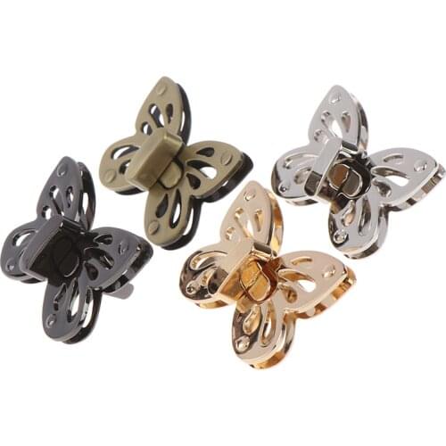 1PC Women Butterfly Metal DIY Clasp Turn Twist Lock for Handbag Shoulder Bag Purse Snaps Purse Clasp DIY Leather Craft