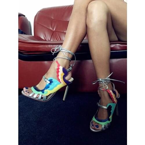 Deification Hollow Woman Sandals 2018 Summer Mixed Colors Sandalias Mujer Buckle Straps Ladies Shoes Stylish Lace Up Party Shoes