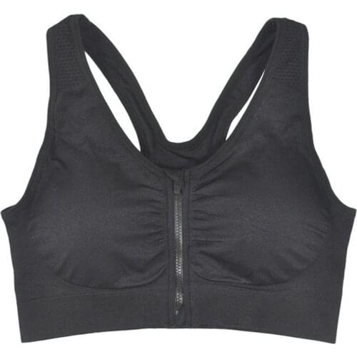 Women Zip Front Bra Wireless Post Surgery Active Sports Bra Running Gym Tops 2021