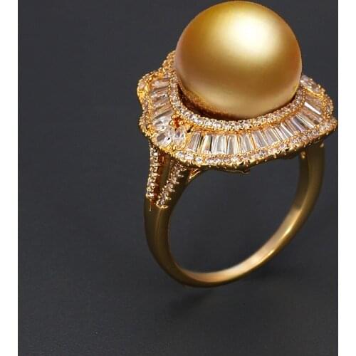 Bride Talk 2021 Trendy Pearl Statement Gold Rings For Women Cubic Zircon Finger Ring Beads Charm Spain Bohemian Beach Jewelry