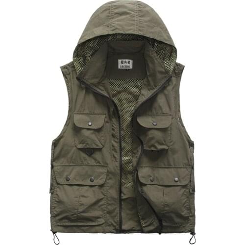Hooded Multi Pockets Vests For Men Women Waistcoat Photographer Reporters Volunteers Vest Tools Pockets Work Uniforms VT-223