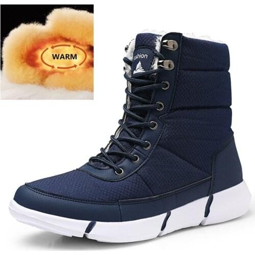 Winter Waterproof Snow Men Boots Shoes With Fur Plush Warm Male Casual Women Mid-Calf Boot Sneakers Unisex size 36-48