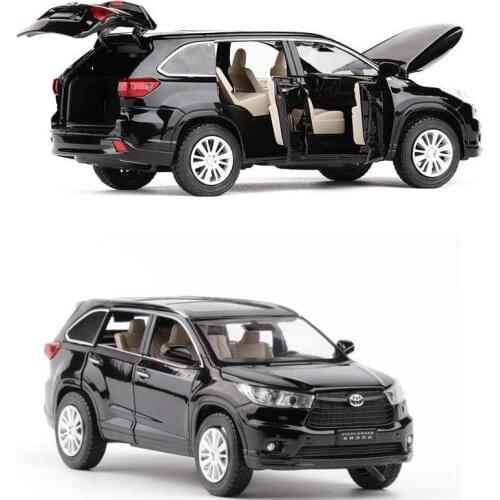 1:32 alloy pull back car,high simulation Toyota Highlander,deicast metal model,6 open the door,musical&flashing,free shipping